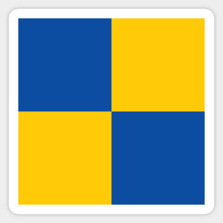 Leeds United Blue and Yellow Checkered Fan Flag Sticker